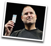 Steve Jobs holding the new iPod nano